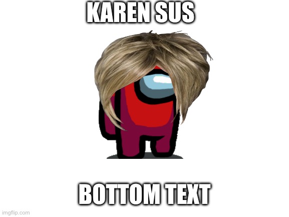 karen s u s | KAREN SUS; BOTTOM TEXT | image tagged in blank white template | made w/ Imgflip meme maker