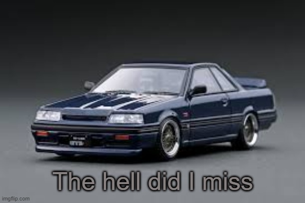 '87 Nissan Skyline R31 GTS-R | The hell did I miss | image tagged in '87 nissan skyline r31 gts-r | made w/ Imgflip meme maker