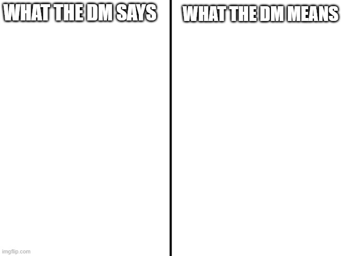 what the dm says vs what the dm means Blank Meme Template