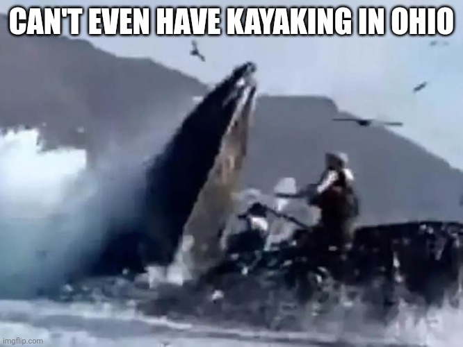 Can't have shit in Ohio | CAN'T EVEN HAVE KAYAKING IN OHIO | image tagged in ohio,shit | made w/ Imgflip meme maker