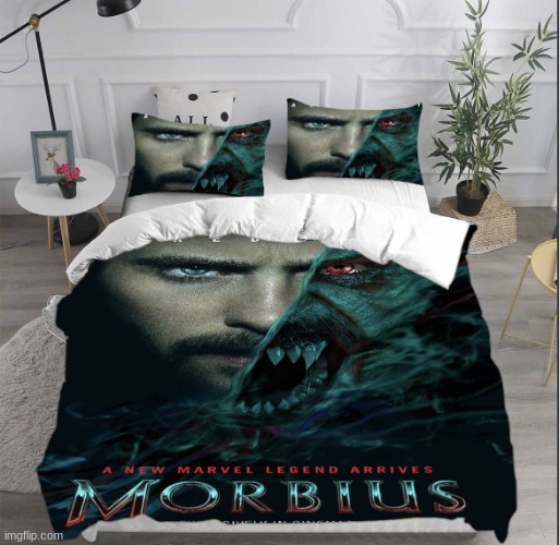 morbius bed | image tagged in morbius bed | made w/ Imgflip meme maker