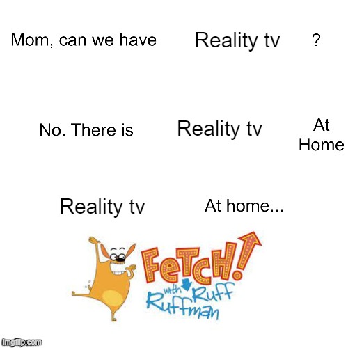 Haha funny meme can we have activity please? | Reality tv; Reality tv; Reality tv | image tagged in mom can we have,fetch | made w/ Imgflip meme maker