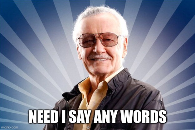 Stan Lee | NEED I SAY ANY WORDS | image tagged in stan lee | made w/ Imgflip meme maker