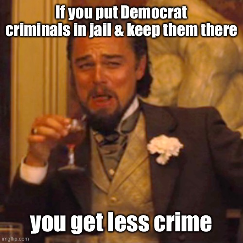 Laughing Leo Meme | If you put Democrat criminals in jail & keep them there you get less crime | image tagged in memes,laughing leo | made w/ Imgflip meme maker