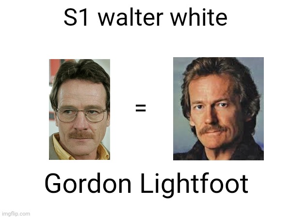 They look alike | S1 walter white; =; Gordon Lightfoot | image tagged in memes | made w/ Imgflip meme maker