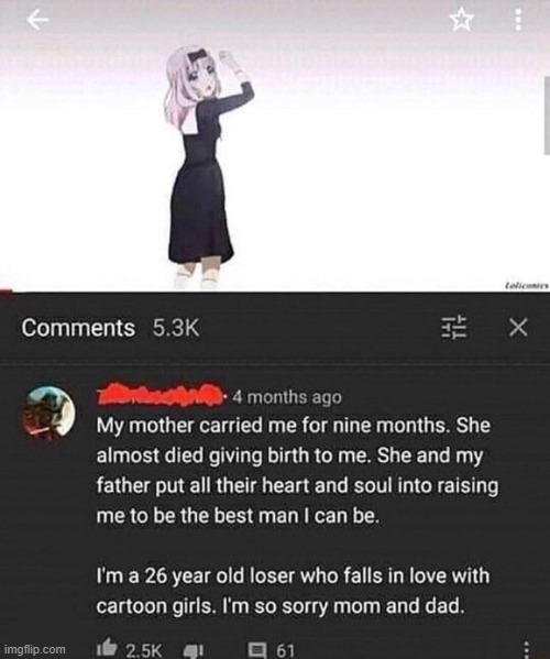 at least he regrets his decision | made w/ Imgflip meme maker