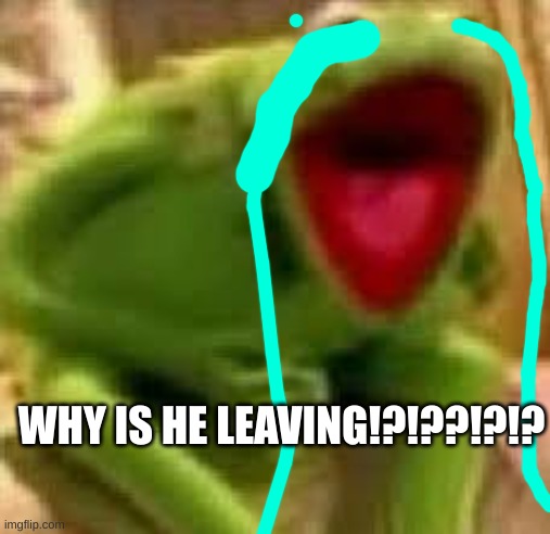 kirmit | WHY IS HE LEAVING!?!??!?!? | image tagged in kirmit | made w/ Imgflip meme maker