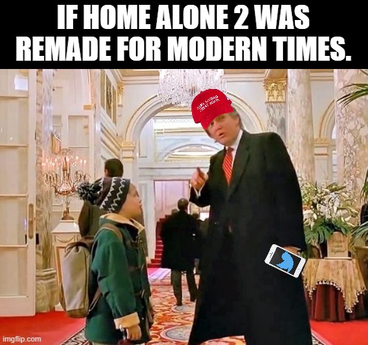 It would be a long political ad. | IF HOME ALONE 2 WAS REMADE FOR MODERN TIMES. | image tagged in trump,home alone | made w/ Imgflip meme maker
