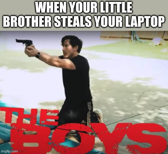 markiplier the boys meme | WHEN YOUR LITTLE BROTHER STEALS YOUR LAPTOP | image tagged in the boys meme,funny,funny memes | made w/ Imgflip meme maker