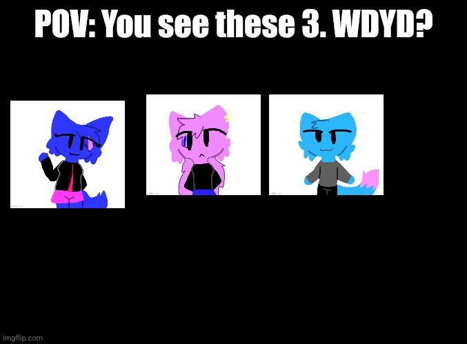 blank black | POV: You see these 3. WDYD? | image tagged in blank black | made w/ Imgflip meme maker