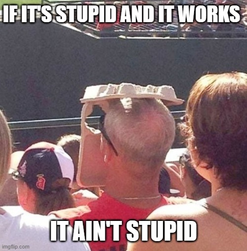 NOT stupid | IF IT'S STUPID AND IT WORKS; IT AIN'T STUPID | image tagged in lol,memes,stupid,works | made w/ Imgflip meme maker