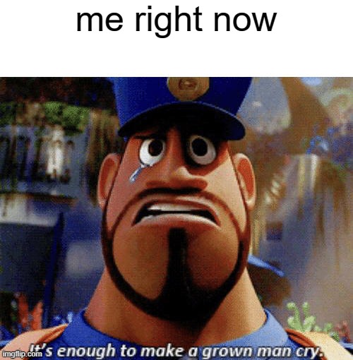 It's enough to make a grown man cry | me right now | image tagged in it's enough to make a grown man cry | made w/ Imgflip meme maker