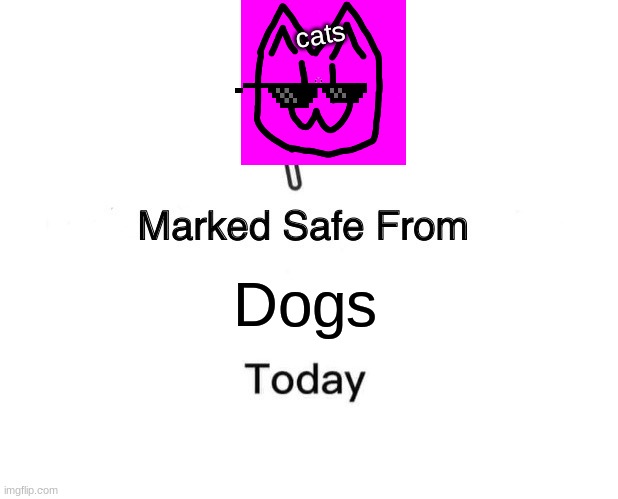 Marked Safe From | cats; Dogs | image tagged in memes,marked safe from | made w/ Imgflip meme maker