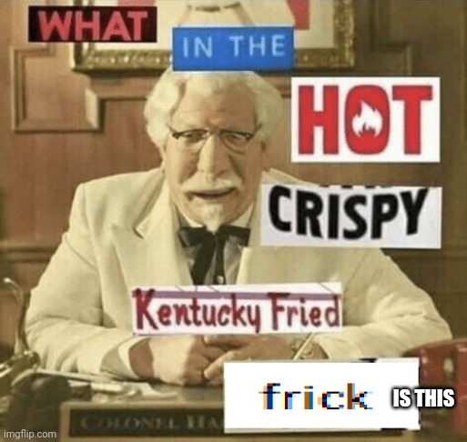 what in the hot crispy kentucky fried frick | IS THIS | image tagged in what in the hot crispy kentucky fried frick | made w/ Imgflip meme maker