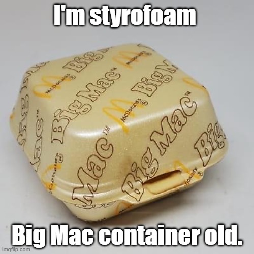 I'm styrofoam; Big Mac container old. | image tagged in old age | made w/ Imgflip meme maker
