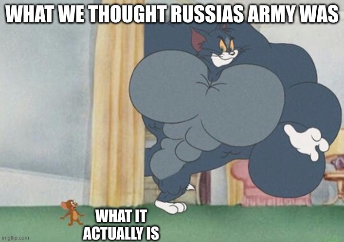 tom and jerry | WHAT WE THOUGHT RUSSIAS ARMY WAS; WHAT IT ACTUALLY IS | image tagged in tom and jerry | made w/ Imgflip meme maker