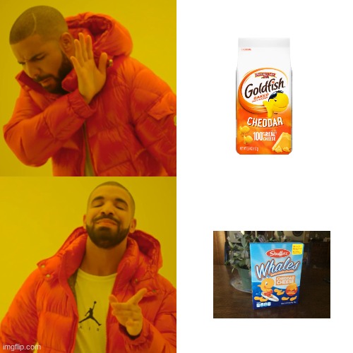 gold fish? naw bro.... we got WHALES- | image tagged in memes,drake hotline bling | made w/ Imgflip meme maker