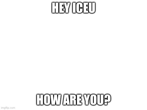 Blank White Template |  HEY ICEU; HOW ARE YOU? | image tagged in blank white template | made w/ Imgflip meme maker