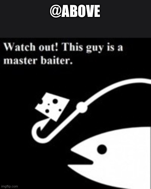 Bait watch out this guy is a master baiter | @ABOVE | image tagged in bait watch out this guy is a master baiter | made w/ Imgflip meme maker
