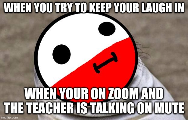 awkward moment polandball | WHEN YOU TRY TO KEEP YOUR LAUGH IN; WHEN YOUR ON ZOOM AND THE TEACHER IS TALKING ON MUTE | image tagged in awkward moment polandball | made w/ Imgflip meme maker