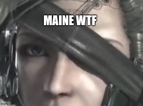 Raiden stare | MAINE WTF | image tagged in raiden stare | made w/ Imgflip meme maker