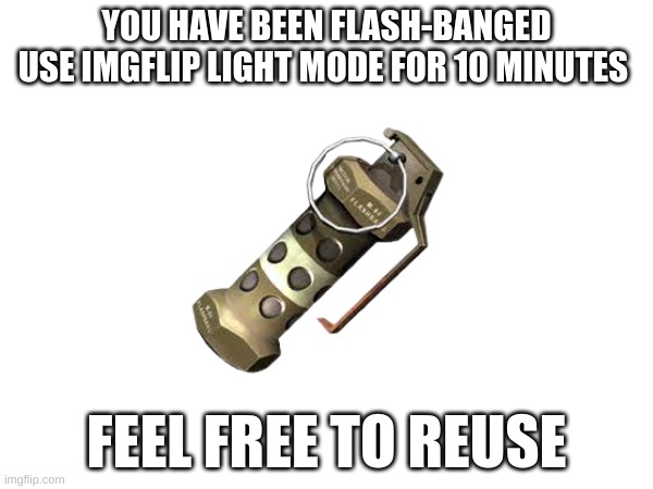 gotcha | YOU HAVE BEEN FLASH-BANGED USE IMGFLIP LIGHT MODE FOR 10 MINUTES; FEEL FREE TO REUSE | image tagged in imgflip | made w/ Imgflip meme maker