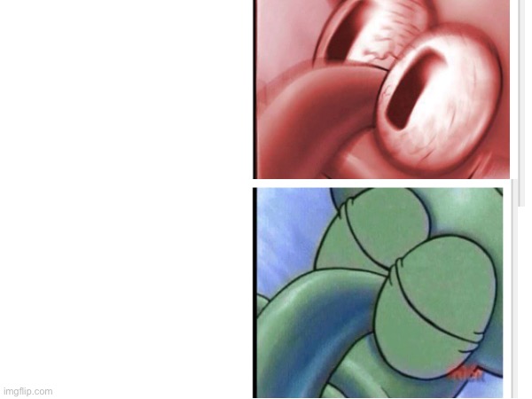 Squidward sleeping reverse Blank Meme Template