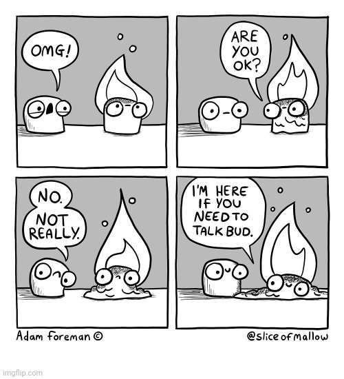 Marshmallows | image tagged in marshmallows,marshmallow,comic,comics,comics/cartoons,fire | made w/ Imgflip meme maker