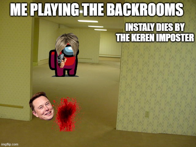 The Backrooms | INSTALY DIES BY THE KEREN IMPOSTER; ME PLAYING THE BACKROOMS | image tagged in the backrooms | made w/ Imgflip meme maker