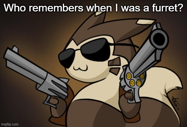 Fun, fun times. It was a long time ago. | Who remembers when I was a furret? | image tagged in badass furret | made w/ Imgflip meme maker