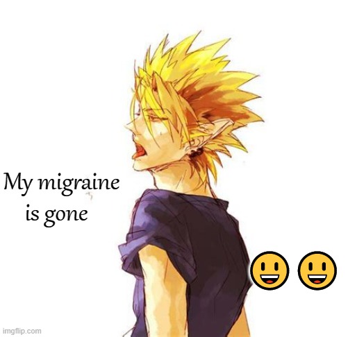 Hiruma Yoichi | My migraine is gone; 😃😃 | image tagged in hiruma yoichi | made w/ Imgflip meme maker