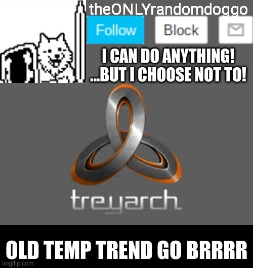theONLYrandomdoggo's announcement updated | OLD TEMP TREND GO BRRRR | image tagged in theonlyrandomdoggo's announcement updated | made w/ Imgflip meme maker