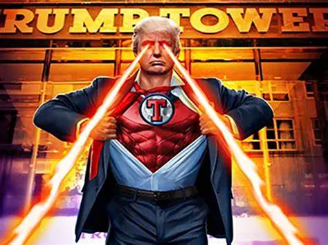 High Quality Donald Trump Superhero with laser eyes Blank Meme Template