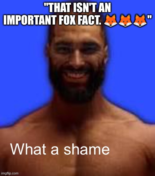 What a shame | "THAT ISN'T AN IMPORTANT FOX FACT. 🦊🦊🦊" | image tagged in what a shame | made w/ Imgflip meme maker