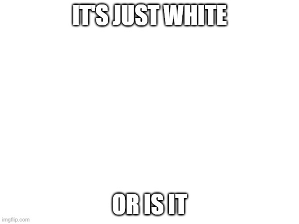 white | IT'S JUST WHITE; OR IS IT | image tagged in blank white template | made w/ Imgflip meme maker