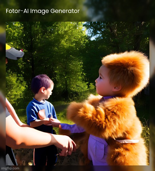 I put in: "young child hugging furry" got this: | made w/ Imgflip meme maker