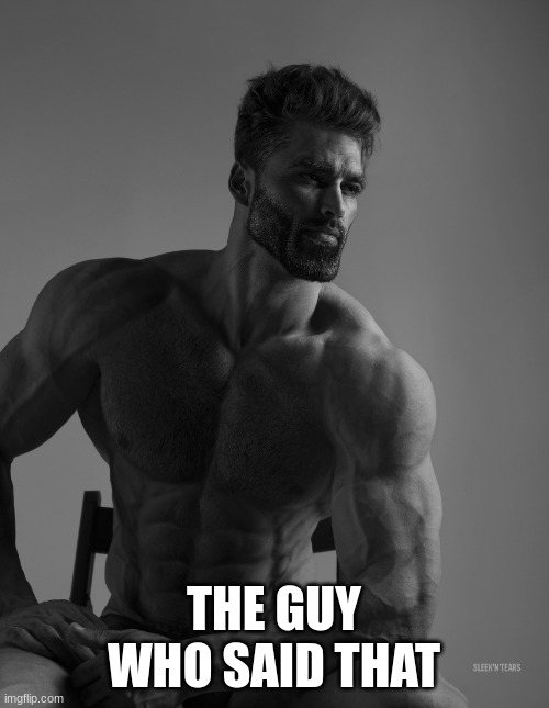 Giga Chad | THE GUY WHO SAID THAT | image tagged in giga chad | made w/ Imgflip meme maker