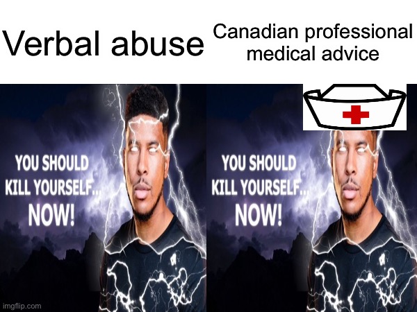 All Canadian medical professionals are secretly 4channers | Verbal abuse; Canadian professional medical advice | made w/ Imgflip meme maker