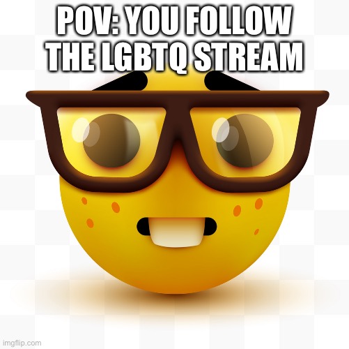Nerd emoji | POV: YOU FOLLOW THE LGBTQ STREAM | image tagged in nerd emoji | made w/ Imgflip meme maker