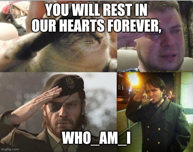 Ozon's Salute | YOU WILL REST IN OUR HEARTS FOREVER, WHO_AM_I | image tagged in ozon's salute | made w/ Imgflip meme maker