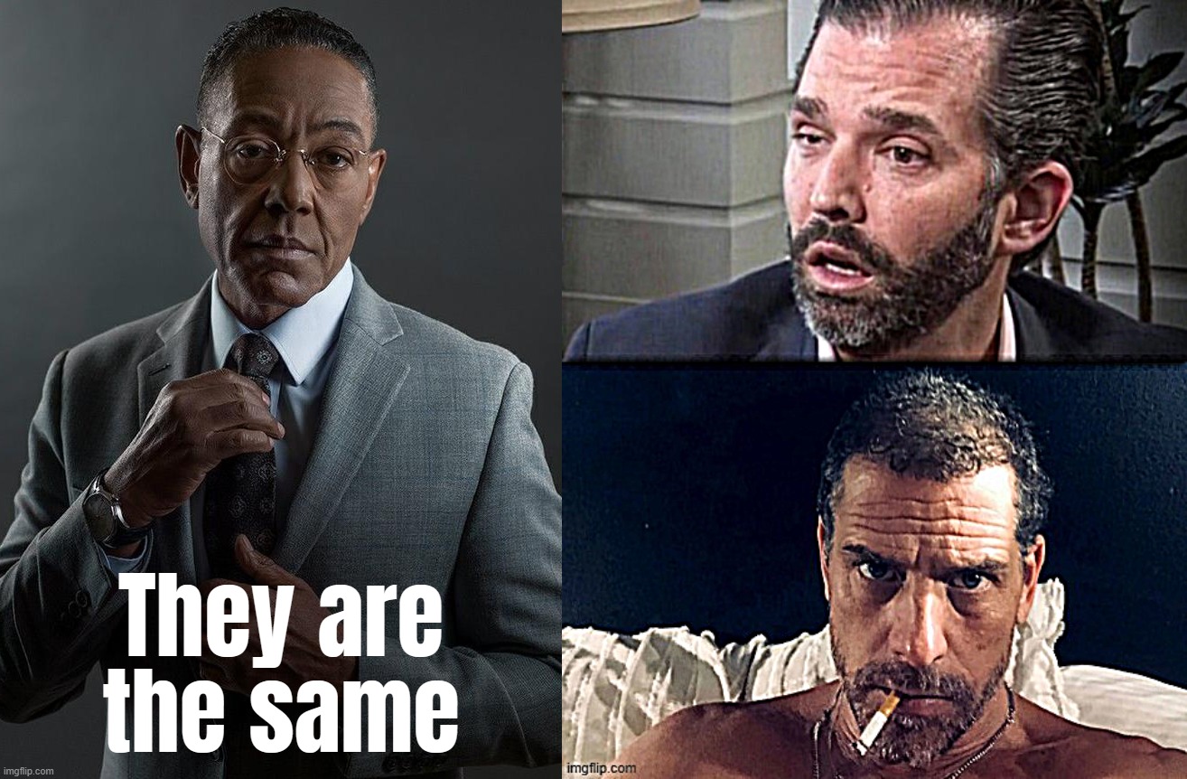 They are the same.... | They are
the same | image tagged in giancarlo esposito,they re the same thing,donald trump jr,hunter biden,drug addiction,cocaine is a hell of a drug | made w/ Imgflip meme maker