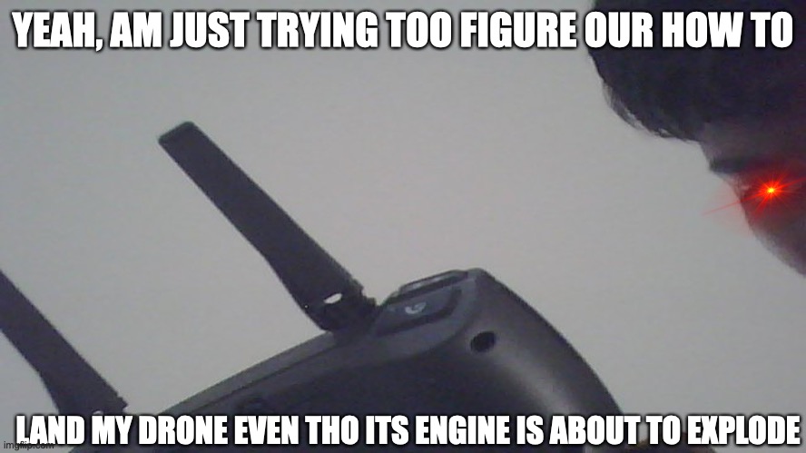 Why, yes? Because 1-1=0, so that is why its yes. | YEAH, AM JUST TRYING TOO FIGURE OUR HOW TO; LAND MY DRONE EVEN THO ITS ENGINE IS ABOUT TO EXPLODE | image tagged in confusoin,yes,drone,kaboom | made w/ Imgflip meme maker