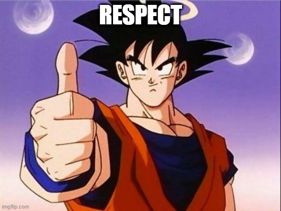 Goku Approves | RESPECT | image tagged in goku approves | made w/ Imgflip meme maker