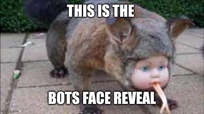 Take that bots | THIS IS THE; BOTS FACE REVEALL | image tagged in cursed | made w/ Imgflip meme maker