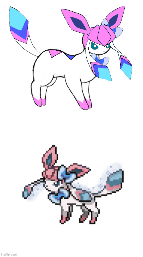 image tagged in sylceon unsprited,sylceon sprite | made w/ Imgflip meme maker