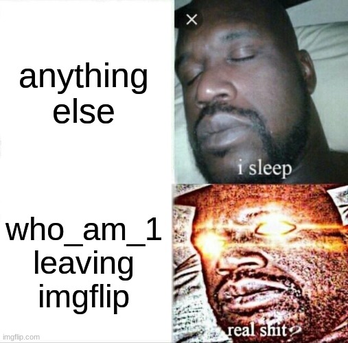 anything else who_am_1 leaving imgflip | image tagged in memes,sleeping shaq | made w/ Imgflip meme maker