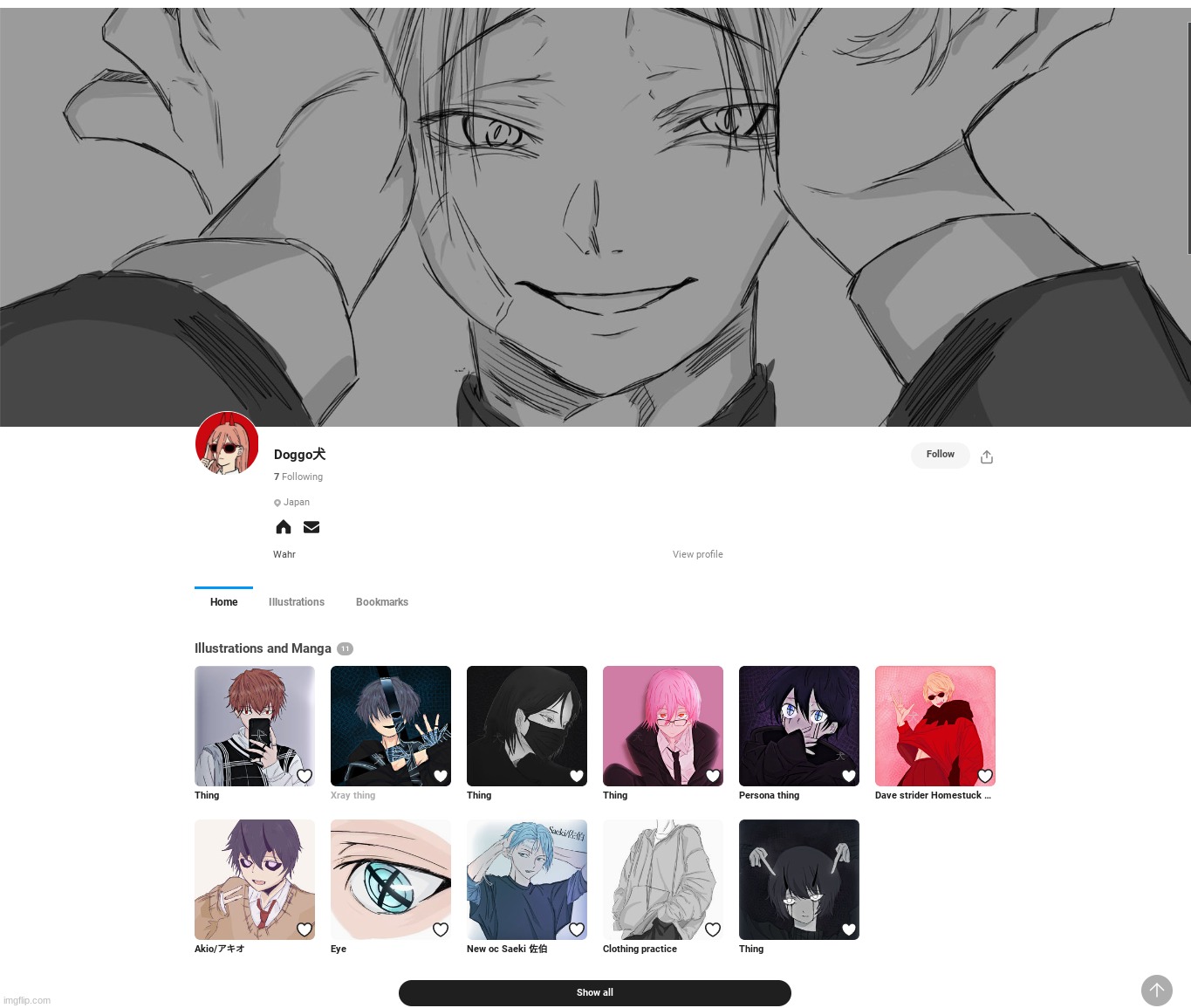 guh the banner for my pixiv on the computer is massive | made w/ Imgflip meme maker