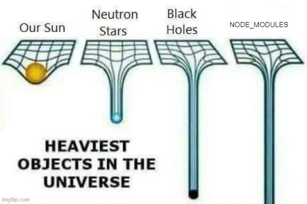 Heaviest Objects In The Universe | NODE_MODULES | image tagged in heaviest objects in the universe | made w/ Imgflip meme maker