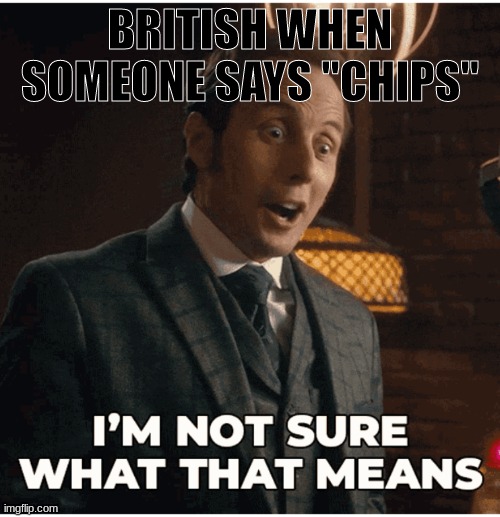 For realllllll | BRITISH WHEN SOMEONE SAYS ''CHIPS'' | image tagged in fun,memes,funny | made w/ Imgflip meme maker