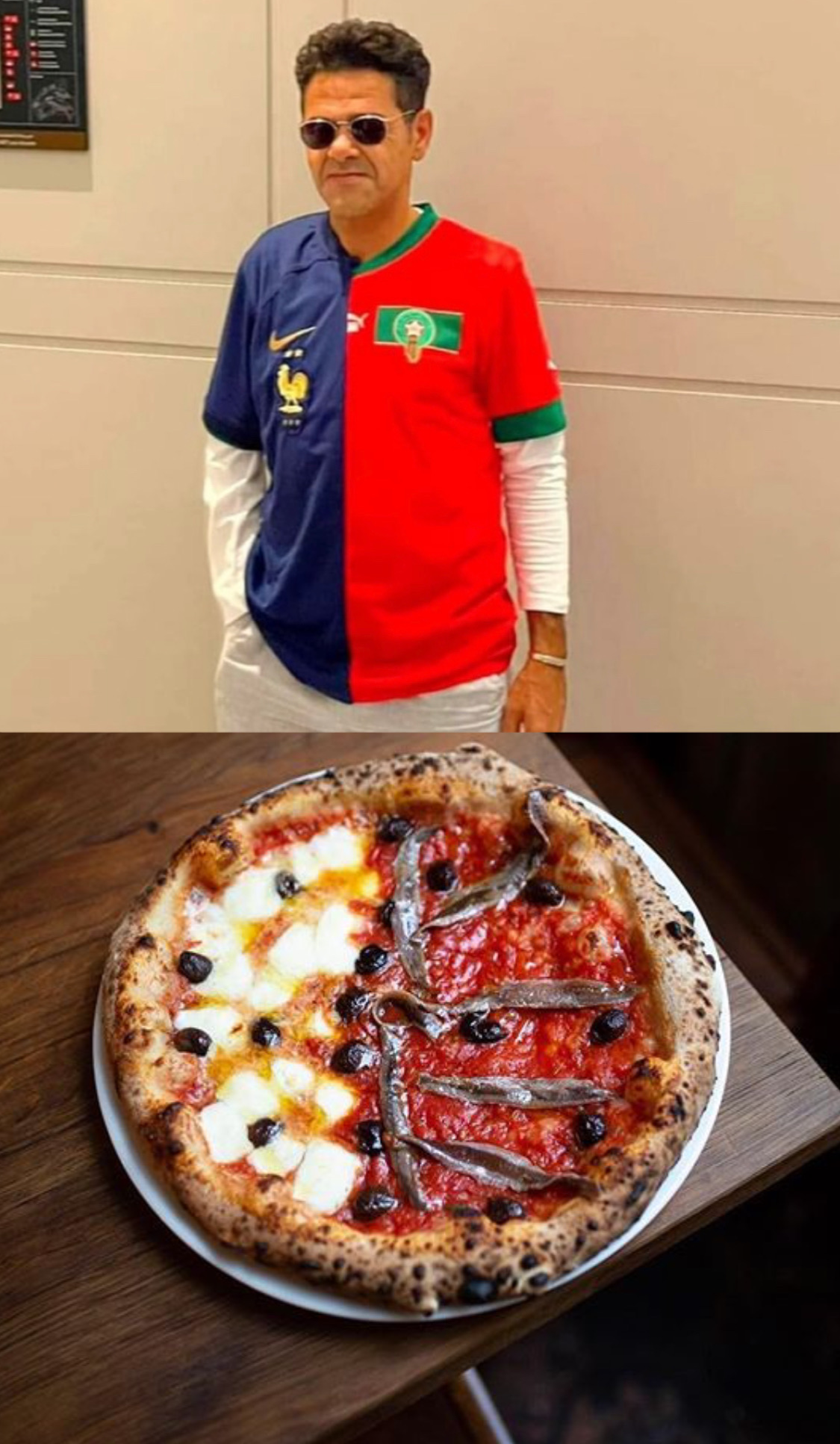 Jamel Debbouze Maroc France moitié moitié pizza Blank Meme Template